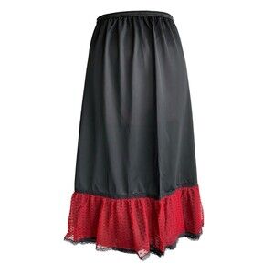 Vintage Velrose Half Slip Womens Medium Black Red Ruffle Nylon Lace